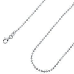 925 Sterling Silver 2mm Moon Cut Bead Ball Rhodium Chain