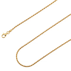925 Sterling Silver 2mm Solid Rope Diamond Cut Gold Plated Chain