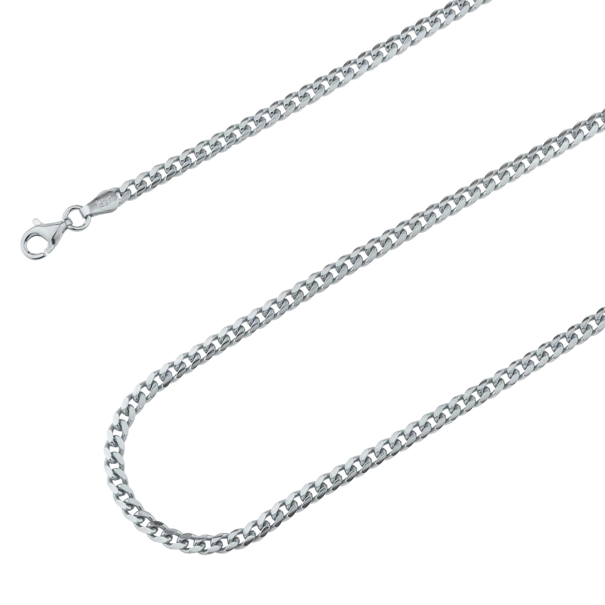 925 Sterling Silver 3.2mm Miami Cuban Rhodium Plated