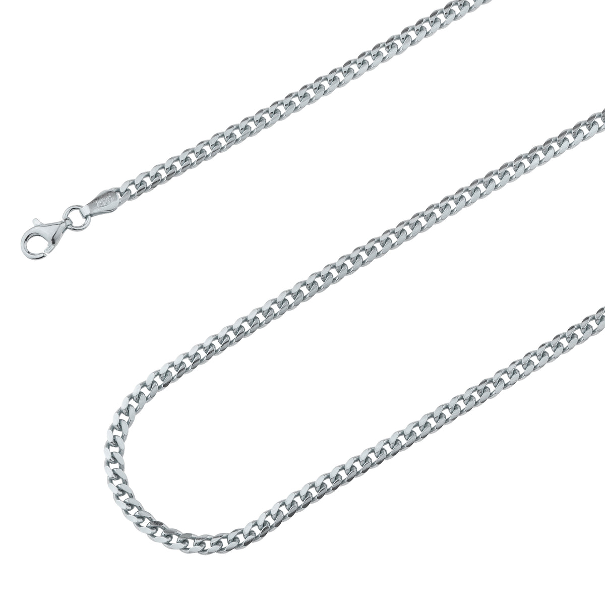 925 Sterling Silver 3.2mm Miami Cuban Rhodium Plated