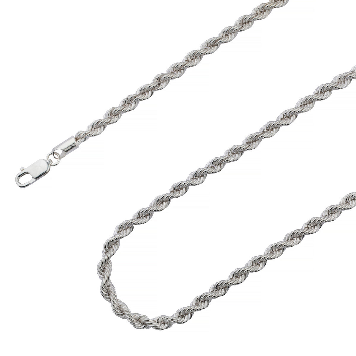 925 Sterling Silver 3.5mm Rope Diamond Cut Chain