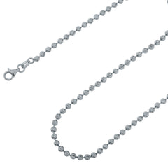 925 Sterling Silver 3mm Moon Cut Bead Ball Rhodium Chain