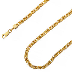 925 Sterling Silver 4mm Bynzantine Gold Plated Chain