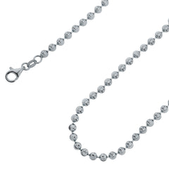 925 Sterling Silver 4mm Moon Cut Bead Ball Rhodium Chain