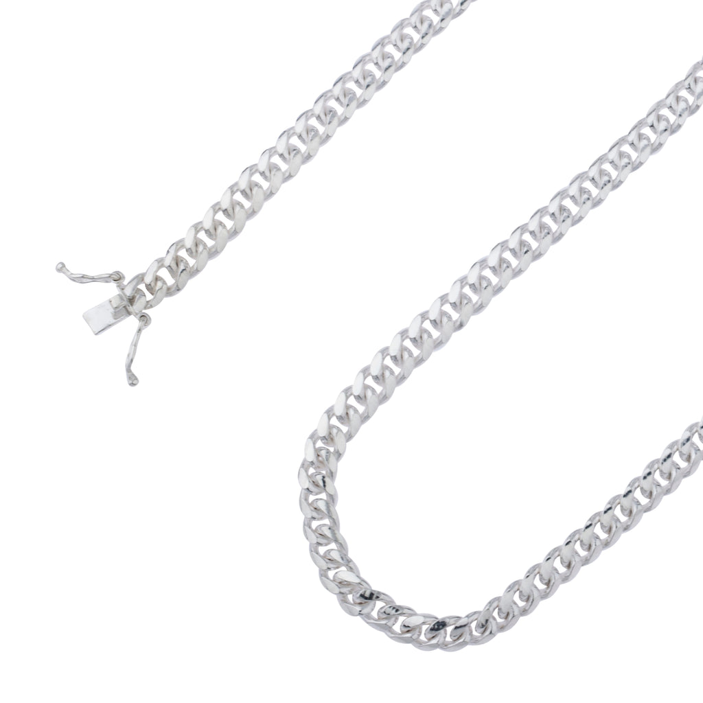925 Sterling Silver 5mm Miami Cuban Link Rhodium Chain Oliver Navy