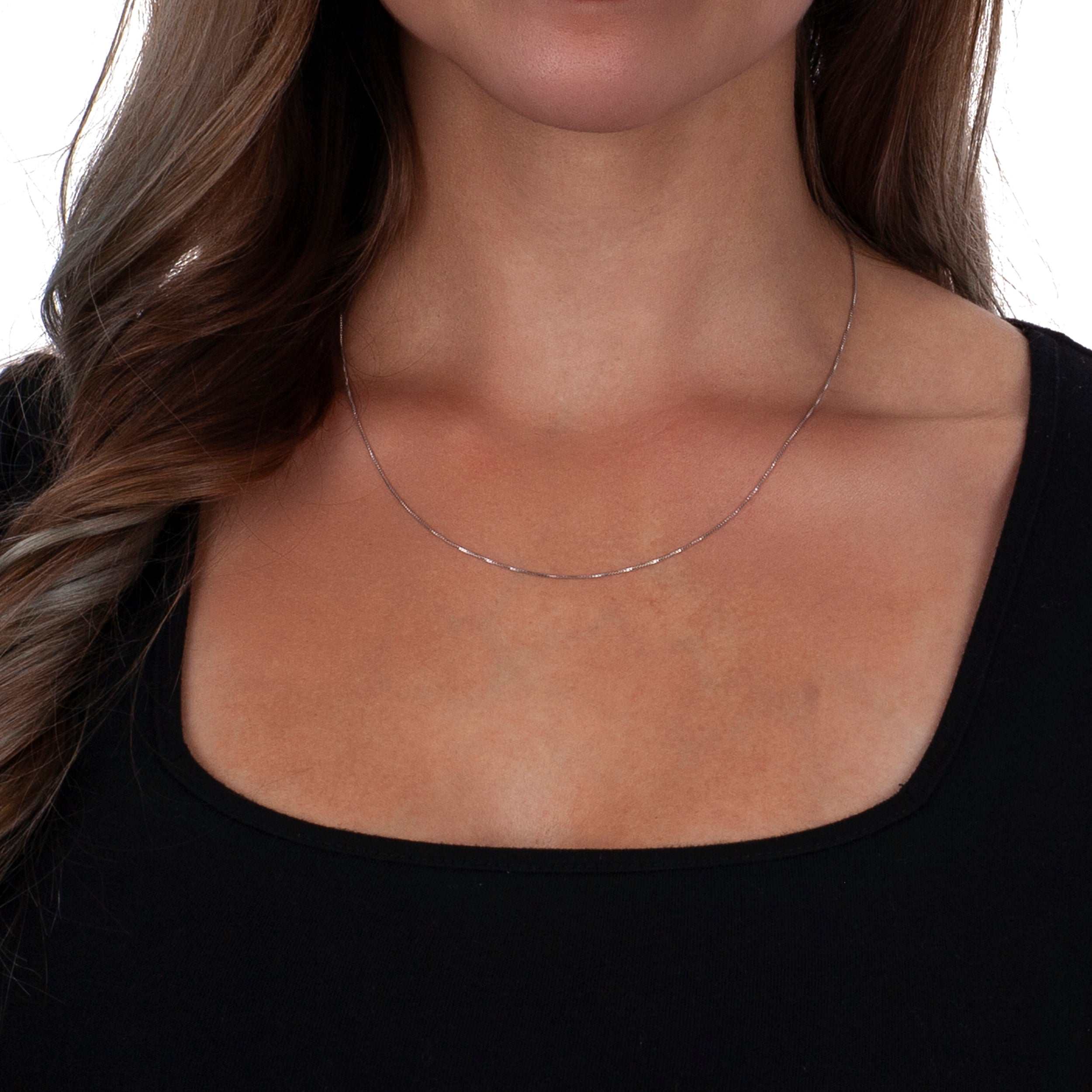 925 Sterling Silver 0.7mm Box Rhodium Chain