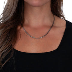 925 Sterling Silver 2.1mm Franco Foxtail Oxidized Chain