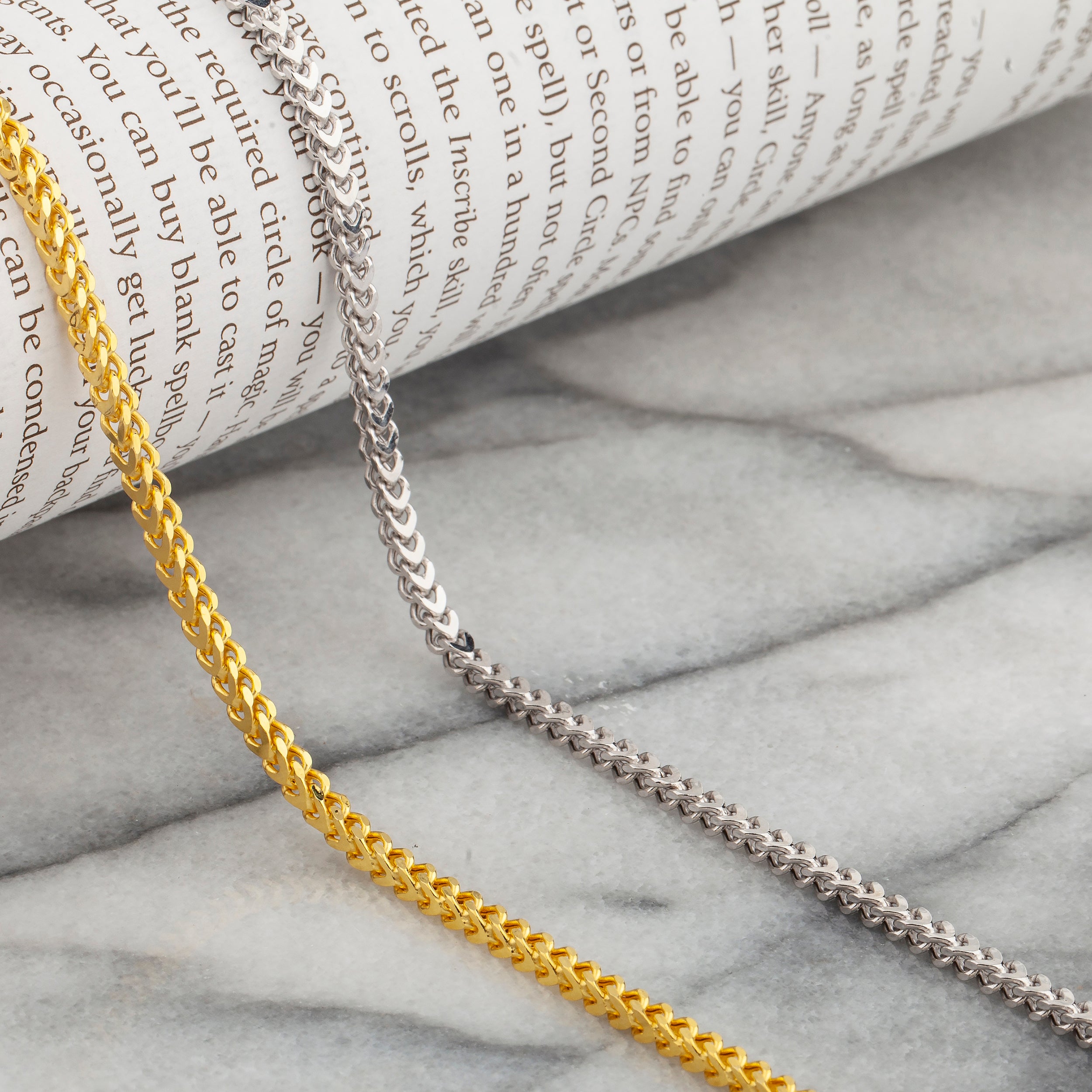 925 Sterling Silver Hollow Franco Foxtail Chain