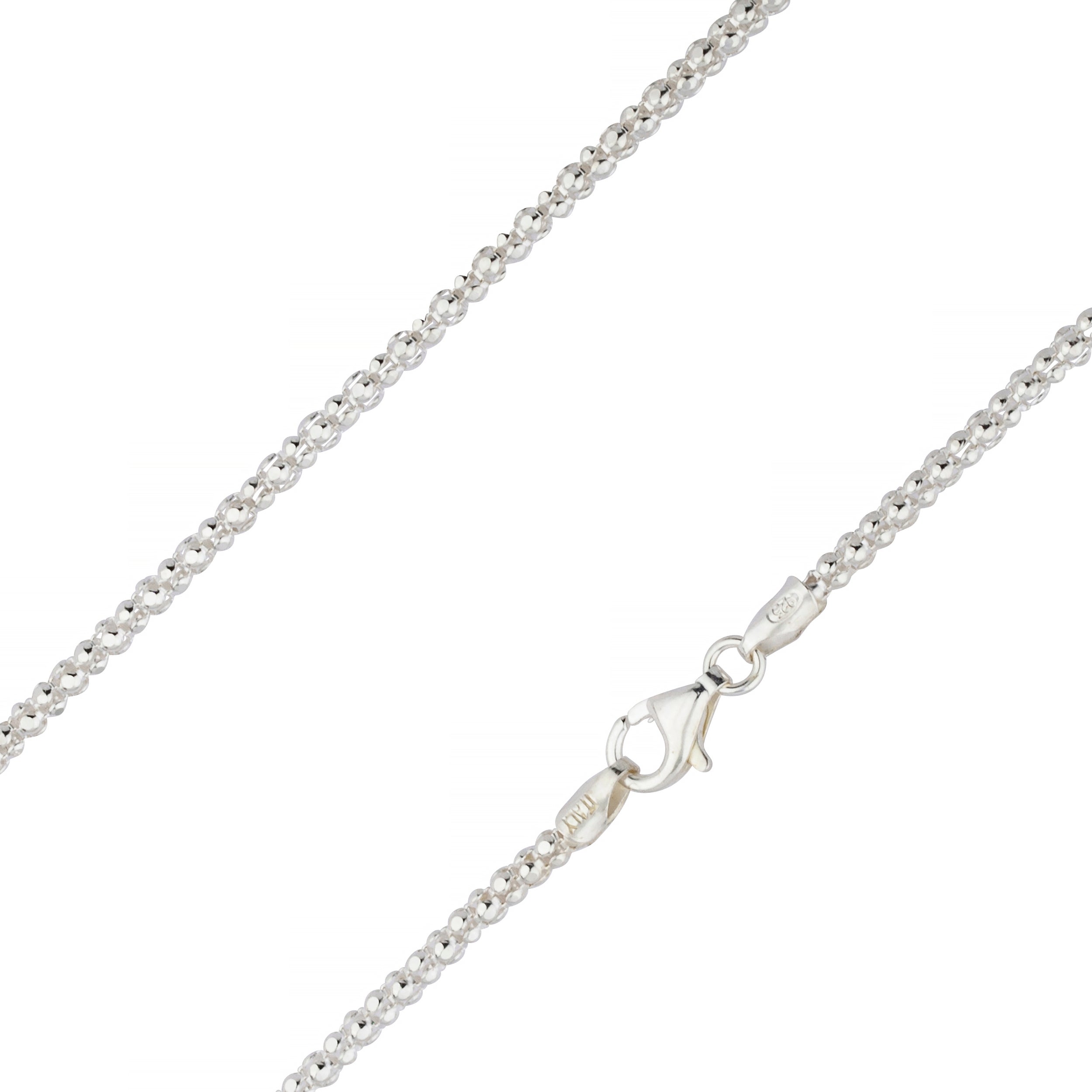925 Sterling Silver 2.5mm Popcorn Coreana Chain