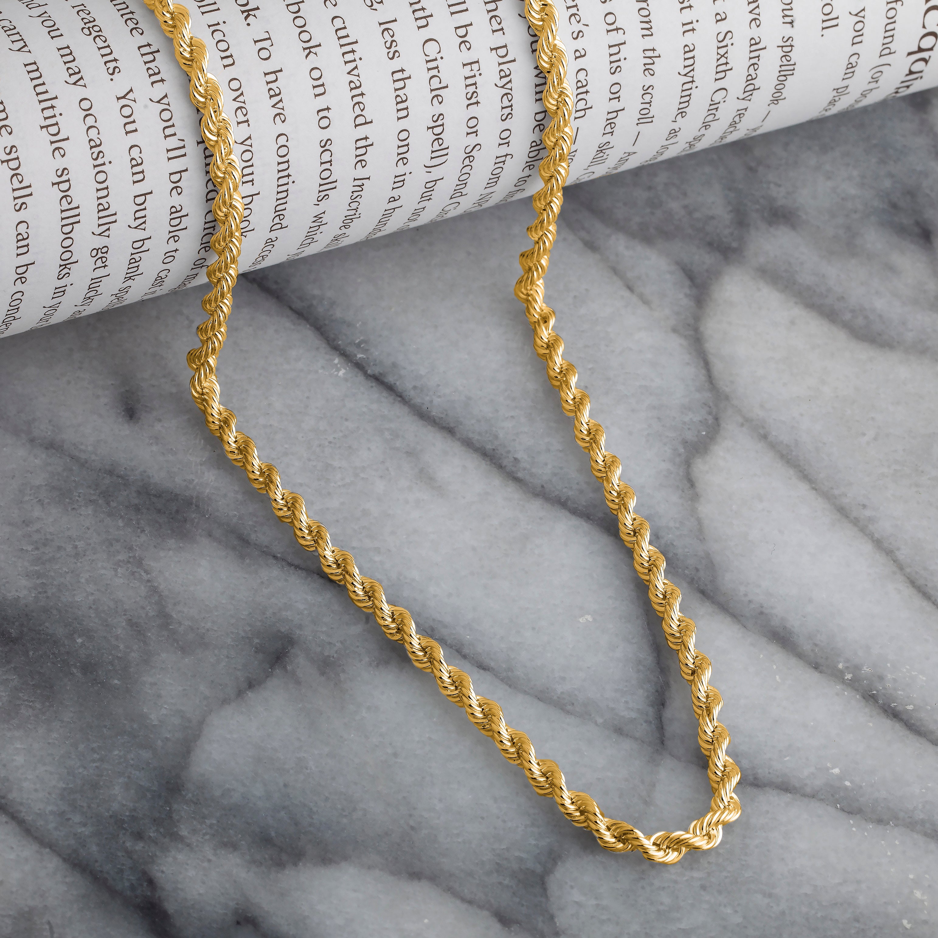 925 Sterling Silver Rope Diamond Cut Gold Plated Chain