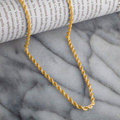 925 Sterling Silver Rope Diamond Cut Gold Plated Chain