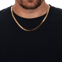 925 Sterling Silver Solid Herringbone Gold Plated Chain