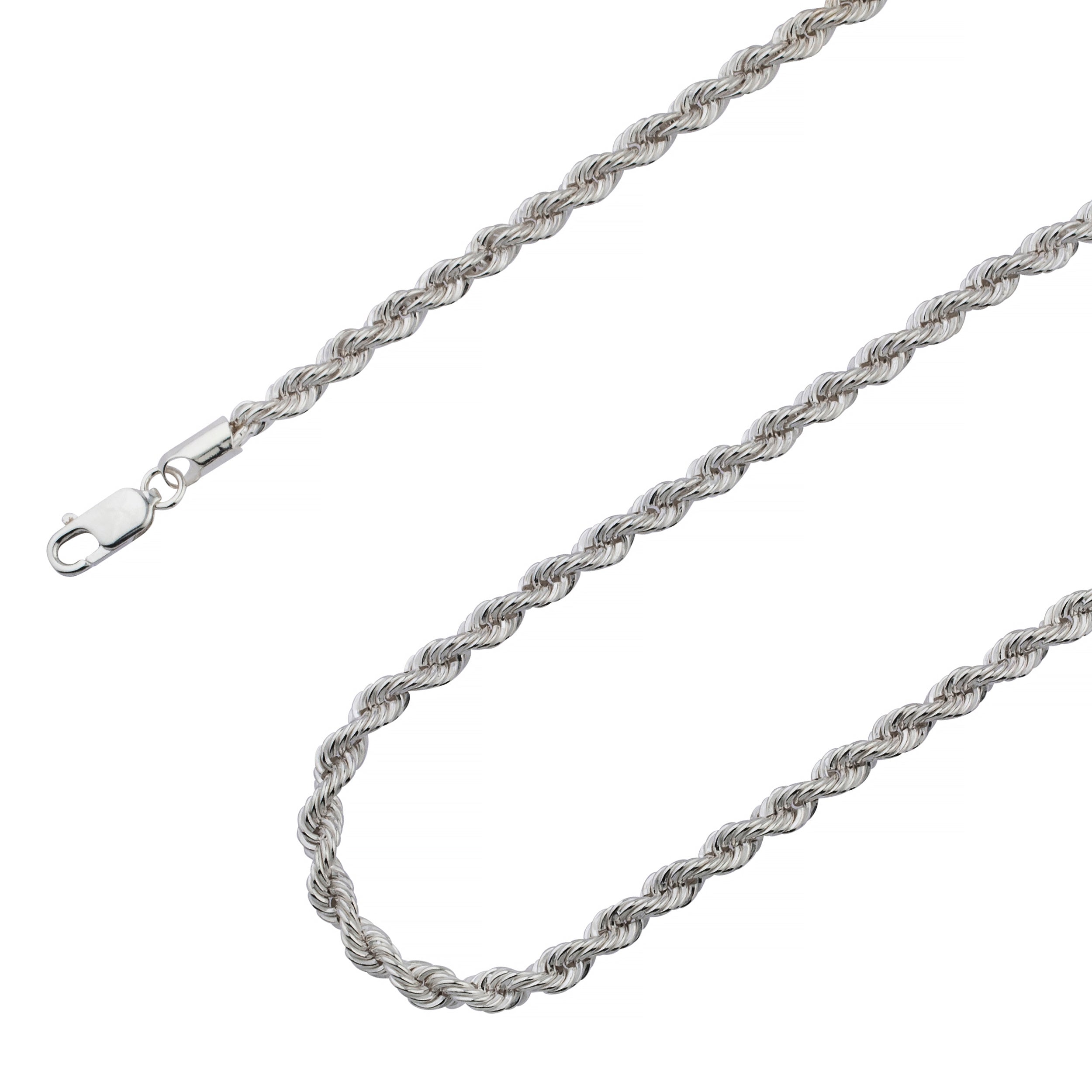925 Sterling Silver 4mm Rope Diamond Cut Chain, Women's, Size: 24, Grey Type