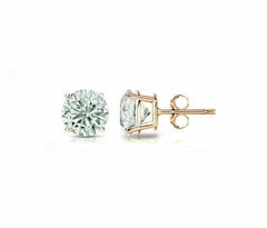 14k Rose Gold Brilliant Round Basket Setting Studs