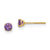 14k Yellow Gold Brilliant Round Amethyst  Basket Setting Studs