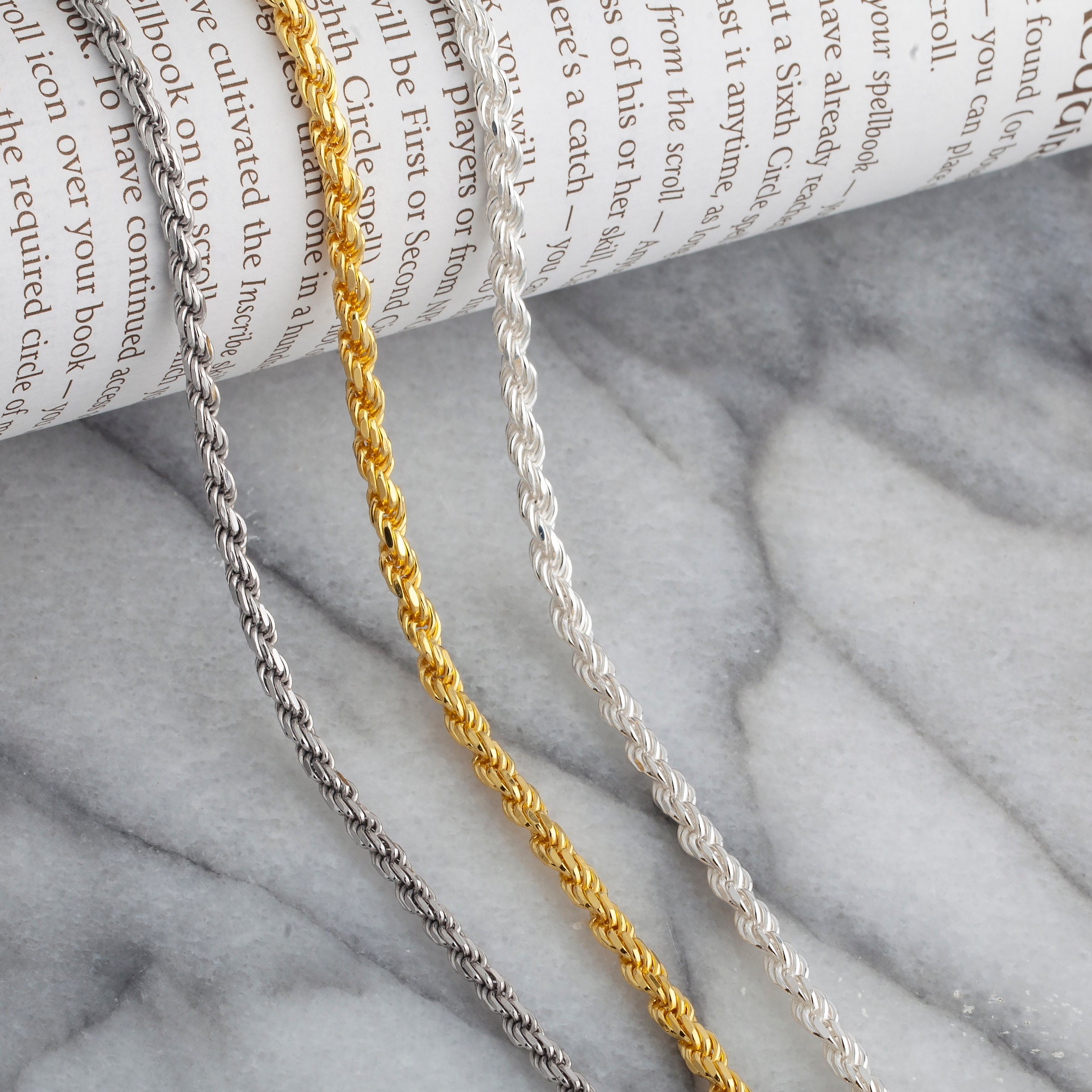  Diamond Cut Rhodium Chain