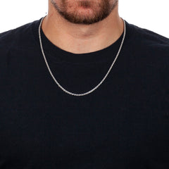  Solid  Rope Diamond Cut Rhodium Chain