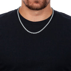 Solid  Rope Diamond Cut Silver Chain