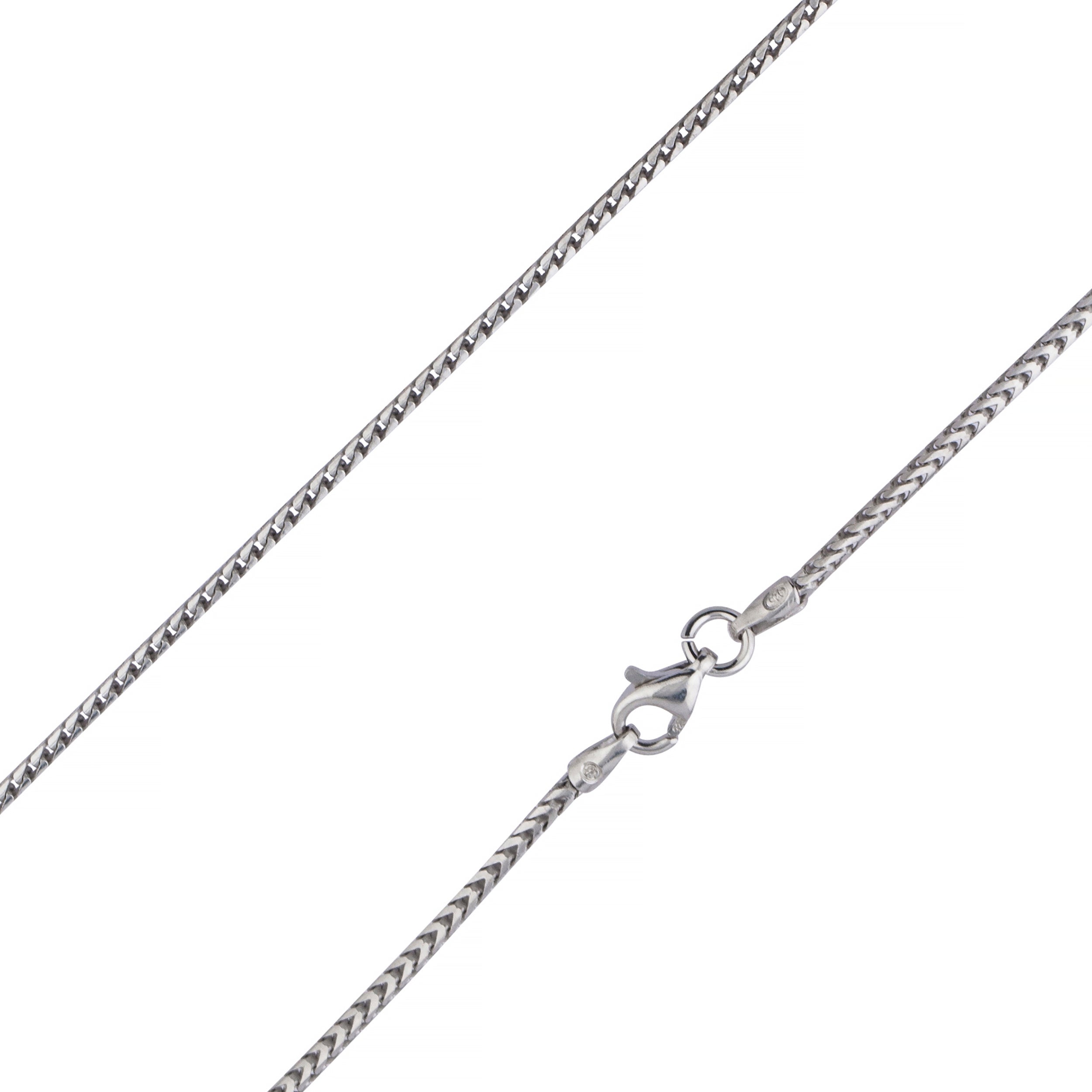 925 Sterling Silver 1.5mm Franco Foxtail Rhodium Chain