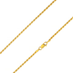 925 Sterling Silver 1.5mm Solid Rope Diamond Cut Gold Plated Chain