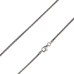 925 Sterling Silver 1.5mm Spiga Wheat Diamond Cut Oxidized Chain