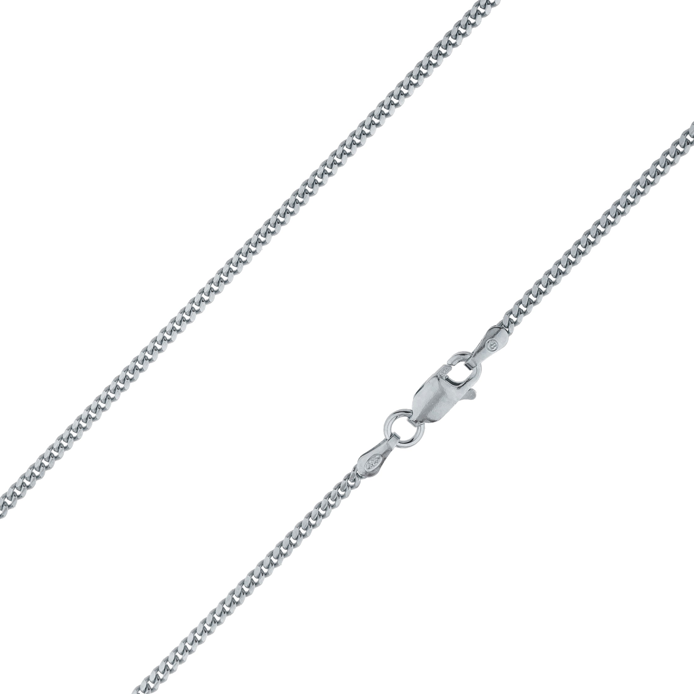 925 Sterling Silver 1.7mm Miami Cuban Curb Rhodium Finish