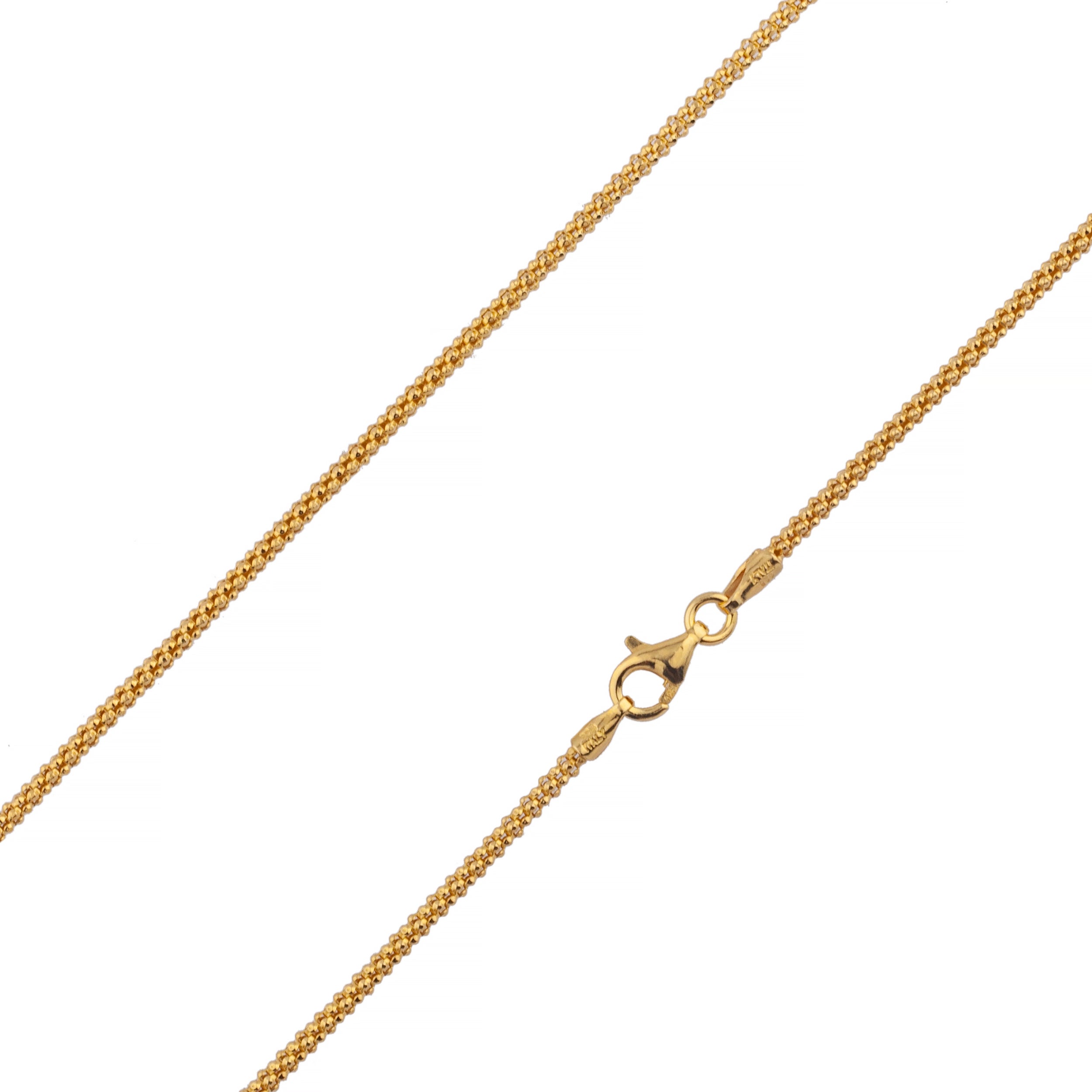 925 Sterling Silver 1.8mm Popcorn Coreana Gold Plated Chain
