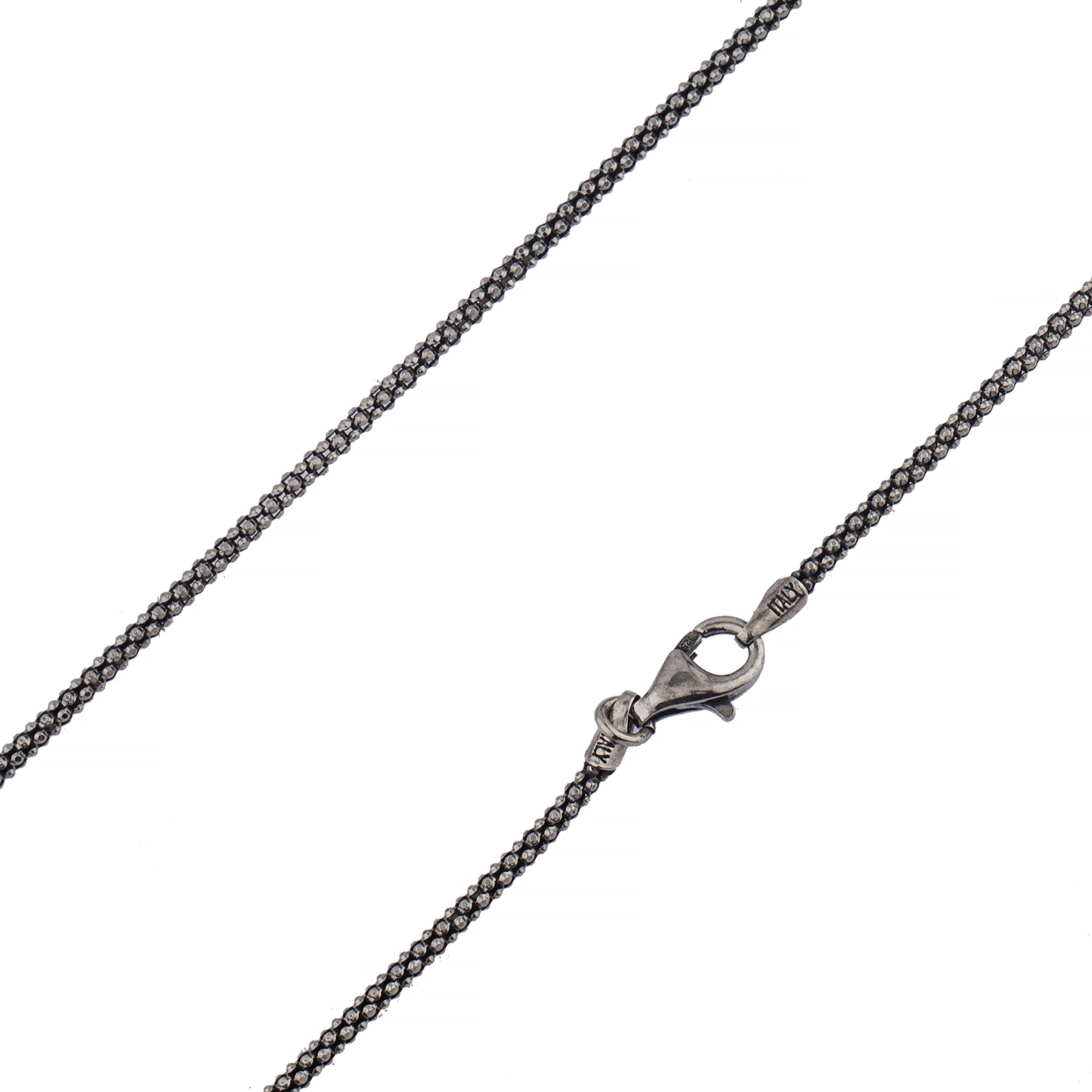 925 Sterling Silver 1.8mm Popcorn Coreana Oxidized Chain