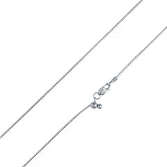 925 Sterling Silver 1mm Adjustable Round Box Venetian Rhodium Plated Chain