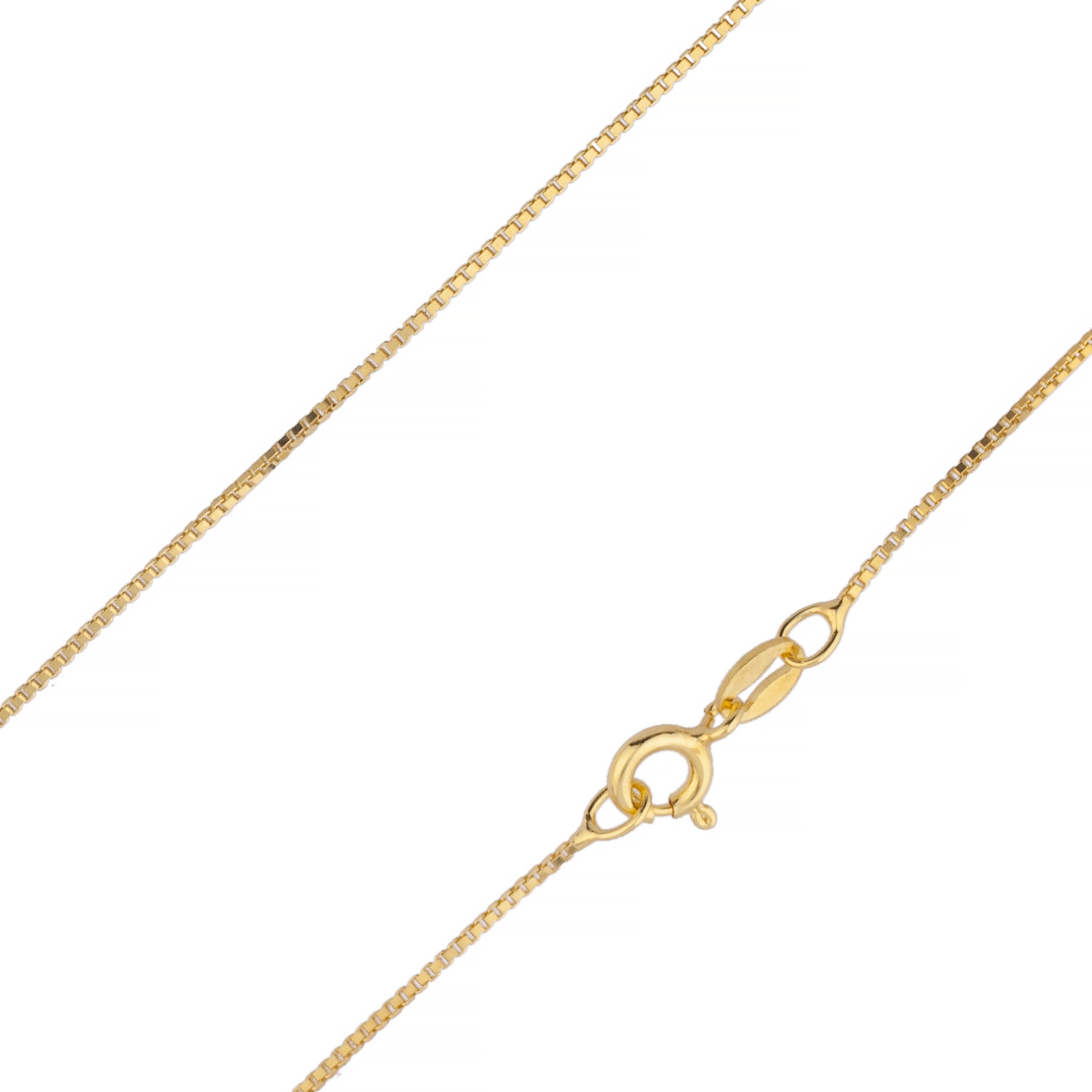 925 Sterling Silver 1mm Box Chain Gold Plated Chain