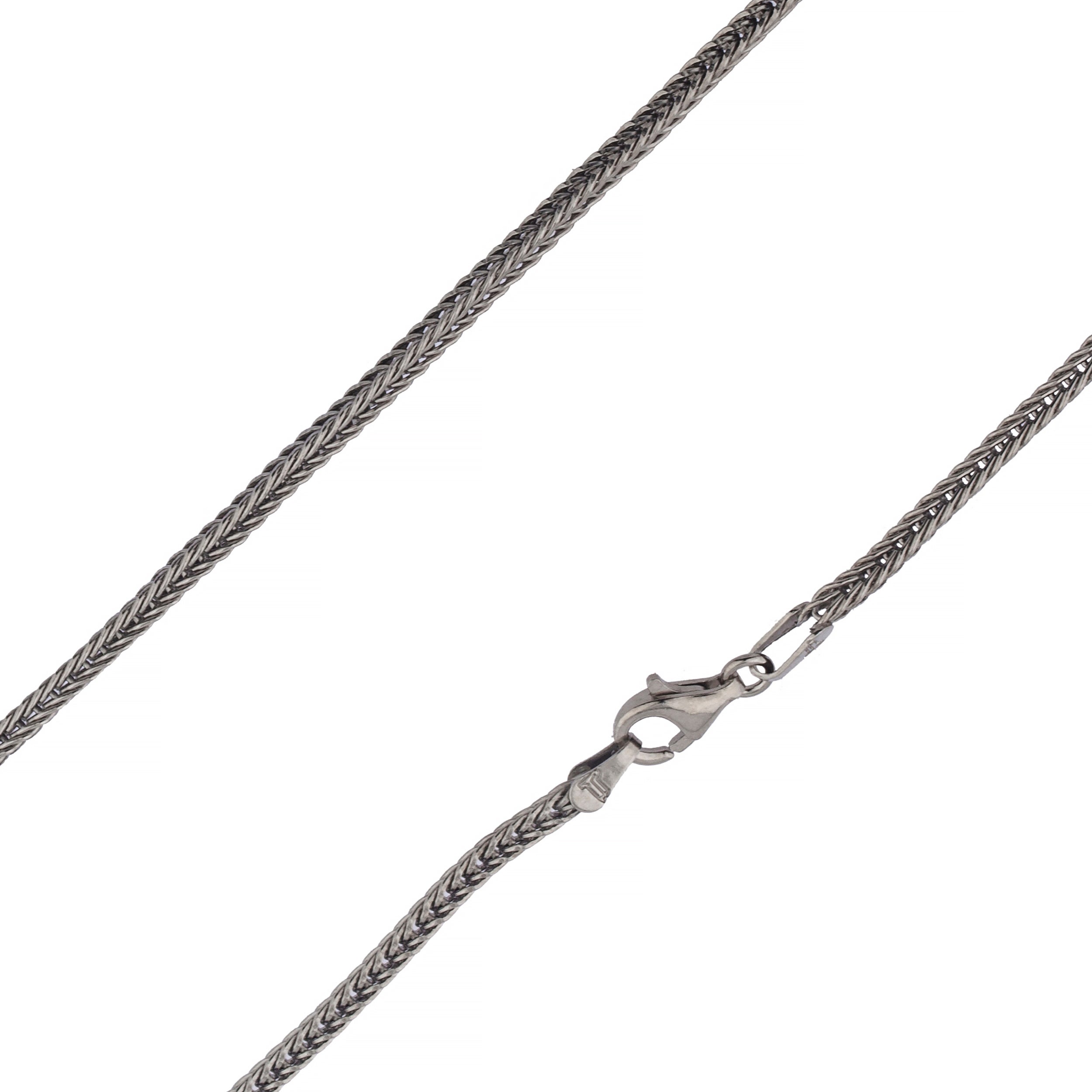 925 Sterling Silver 2.1mm Franco Foxtail Oxidized Chain