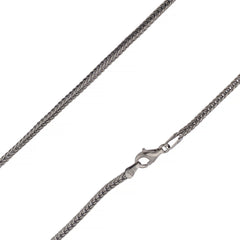 925 Sterling Silver 2.1mm Franco Foxtail Oxidized Chain
