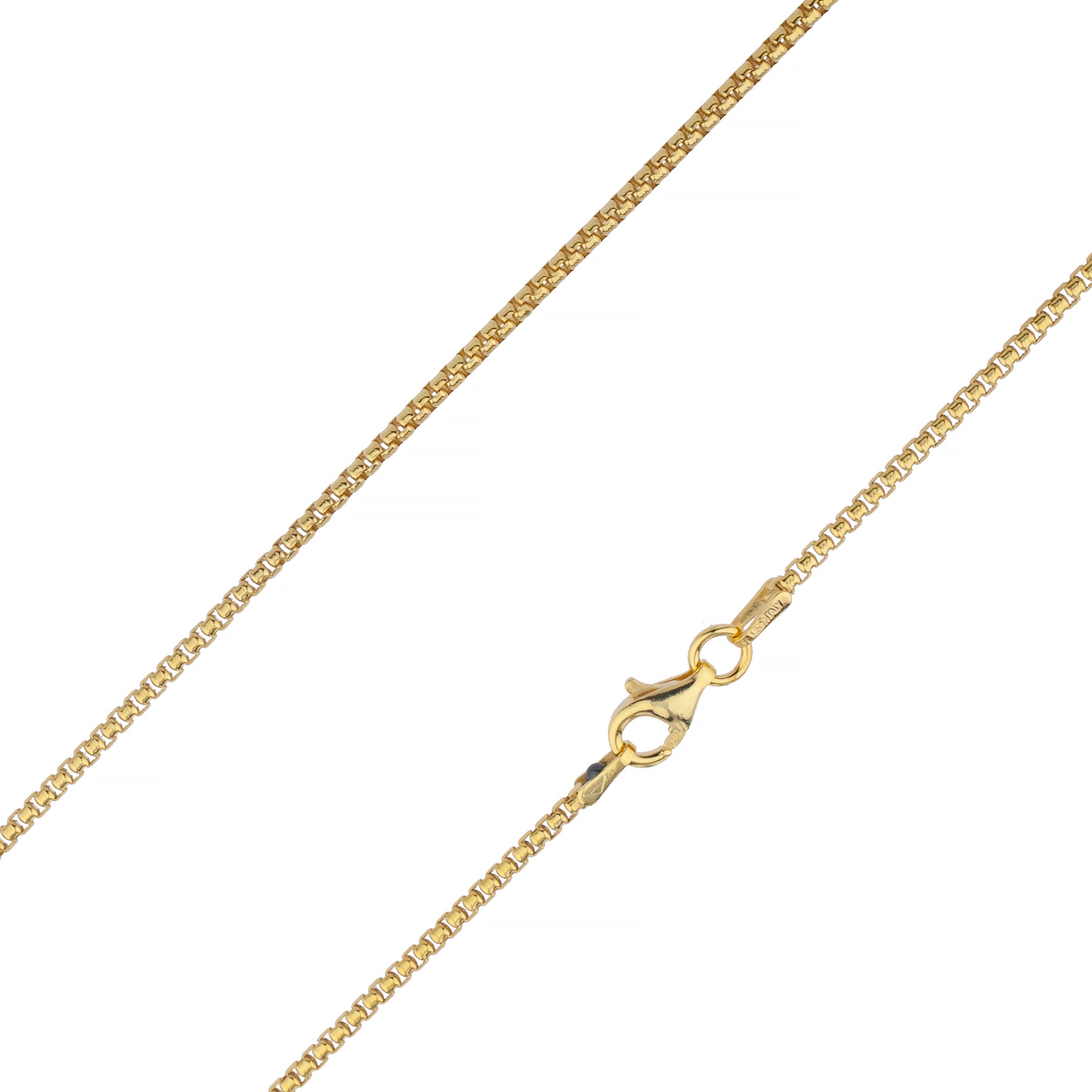 925 Sterling Silver 2.1mm Round Box Venetian Gold Plated Chain