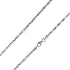925 Sterling Silver 2.1mm Round Box Venetian Rhodium Chain