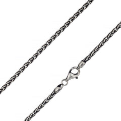 925 Sterling Silver 2.5mm Spiga Wheat Diamond Cut Oxidized Chain