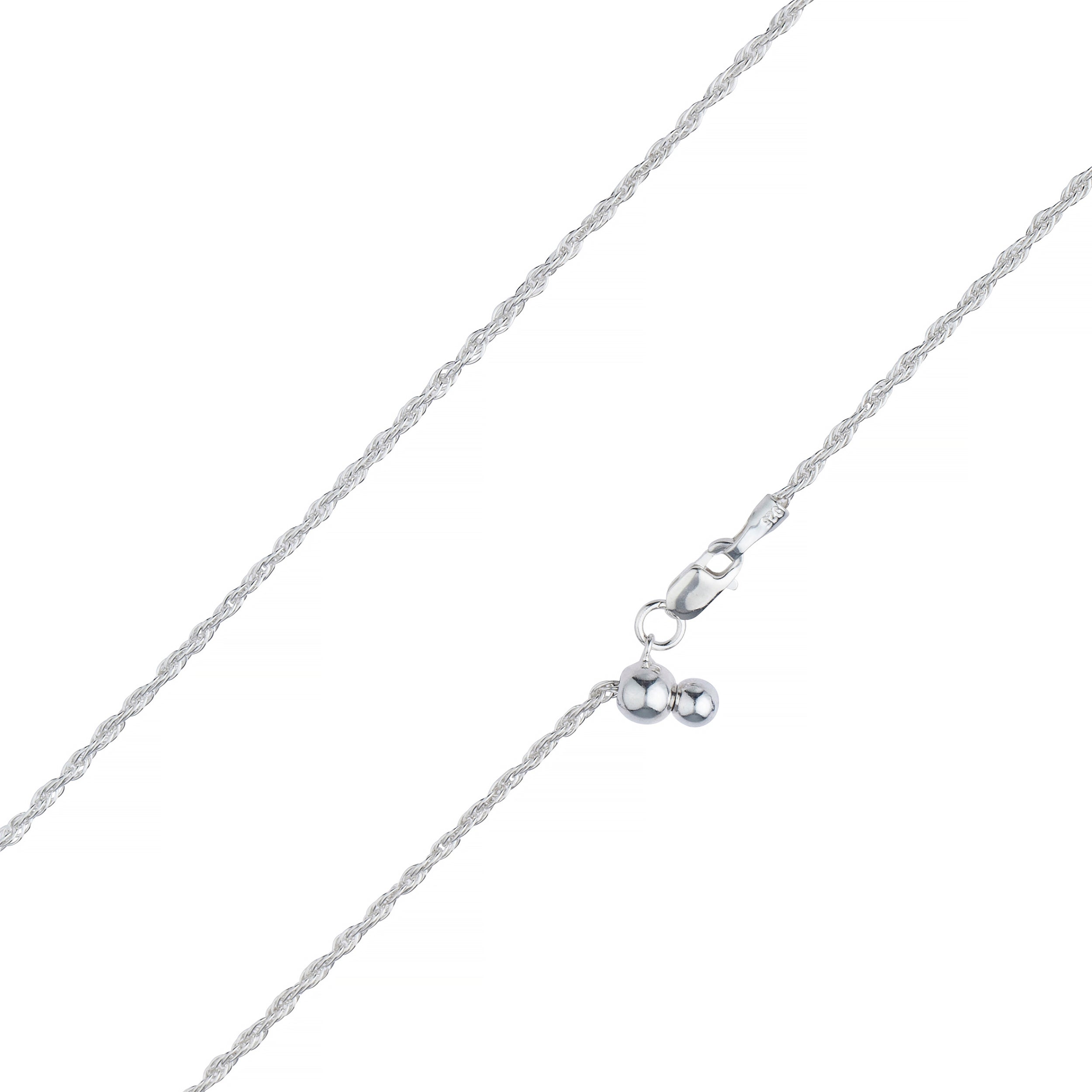 925 Sterling Silver 2mm Adjustable Loose Rope Chain
