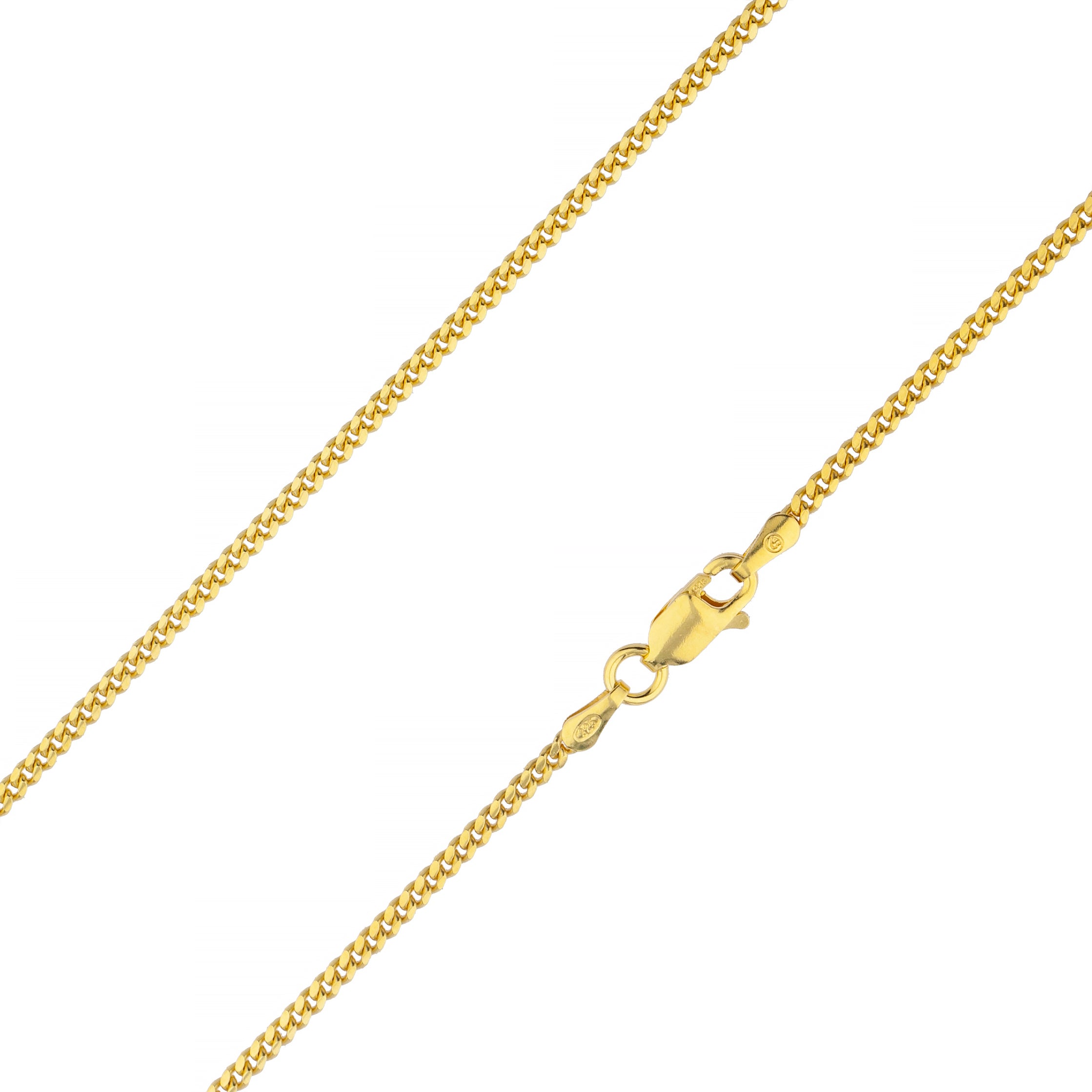 925 Sterling Silver 2mm Miami Cuban Gold Plated Chain