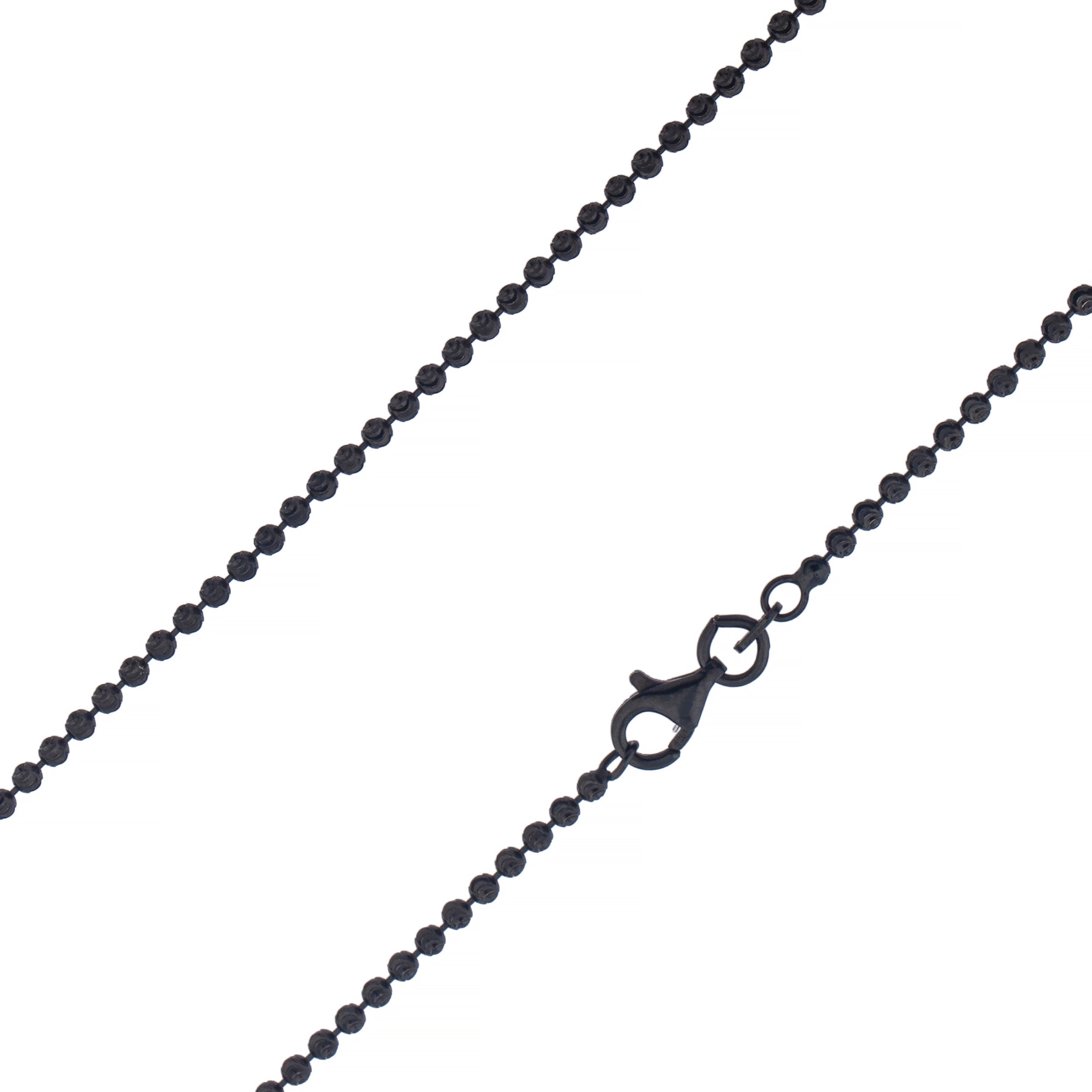 925 Sterling Silver 2mm Moon Cut Bead Ball Black Chain