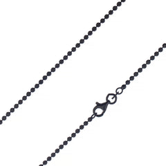 925 Sterling Silver 2mm Moon Cut Bead Ball Black Chain