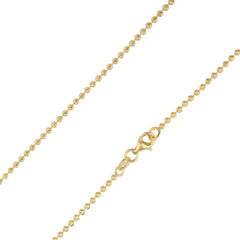 925 Sterling Silver 2mm Moon Cut Bead Ball Gold Plated Chain