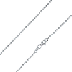 925 Sterling Silver 2mm Moon Cut Bead Ball Rhodium Chain