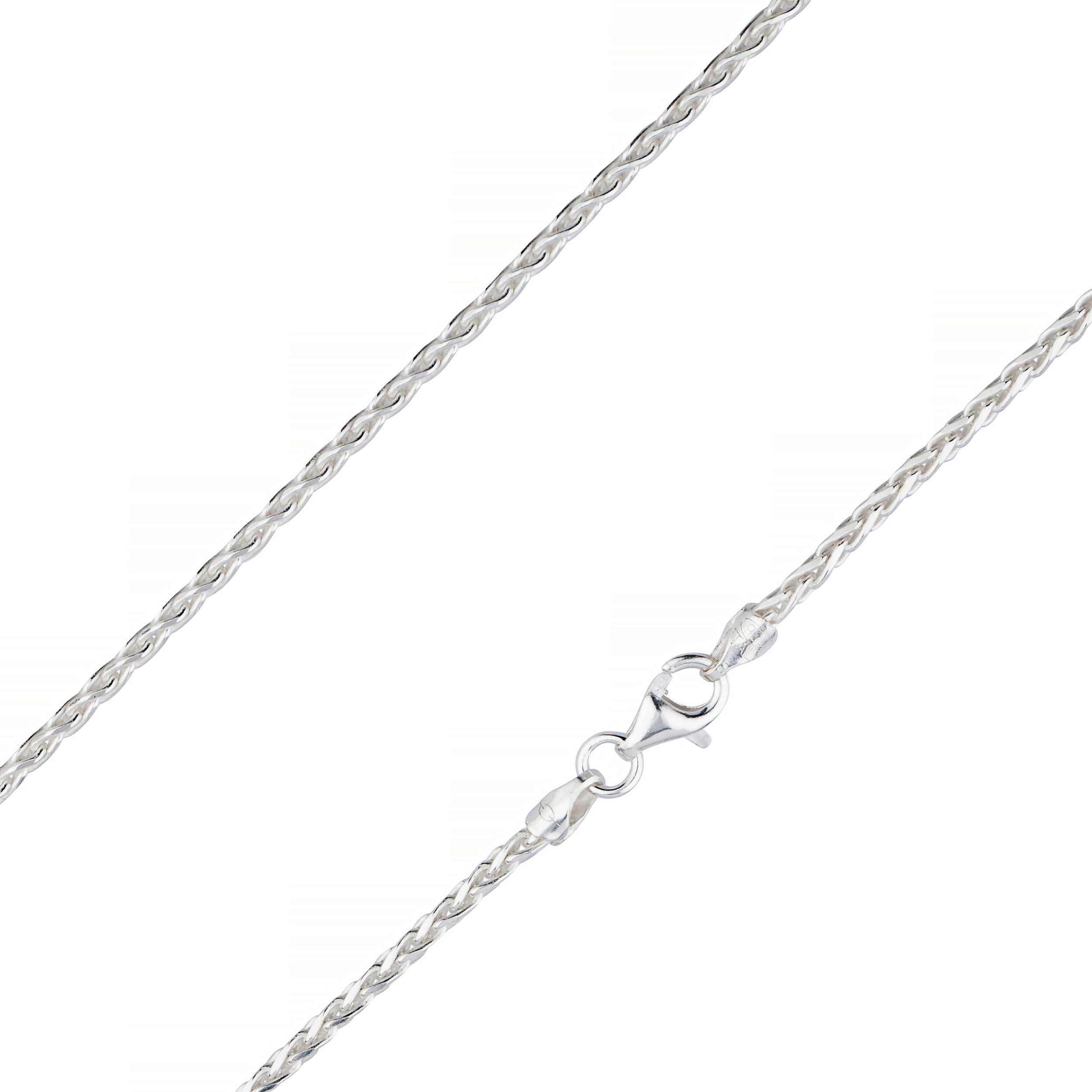 925 Sterling Silver 2mm Spiga Wheat Diamond Cut Chain