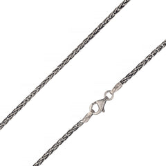925 Sterling Silver 2mm Spiga Wheat Diamond Cut Oxidized Chain