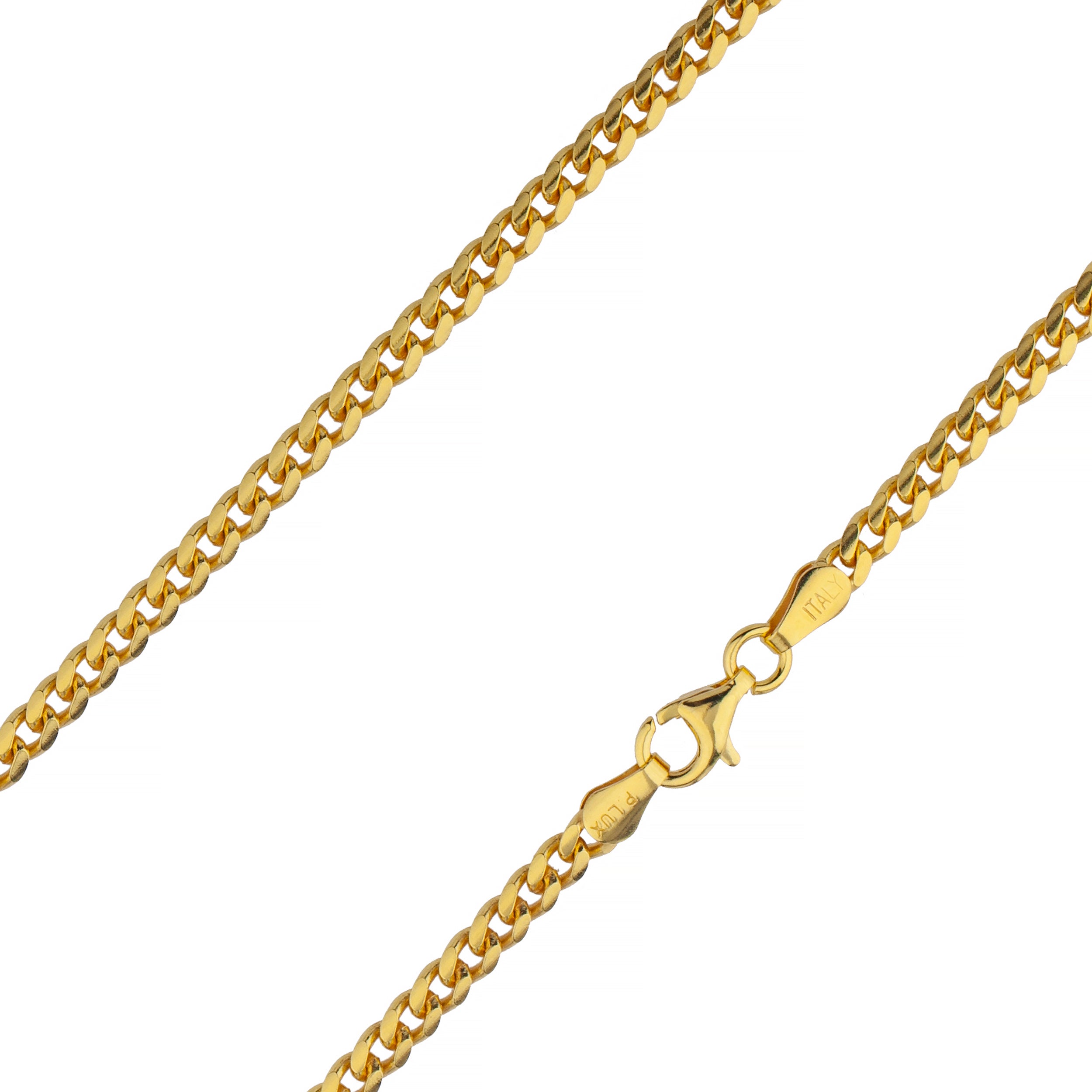925 Sterling Silver 3.2mm Miami Cuban Gold Plated Chain