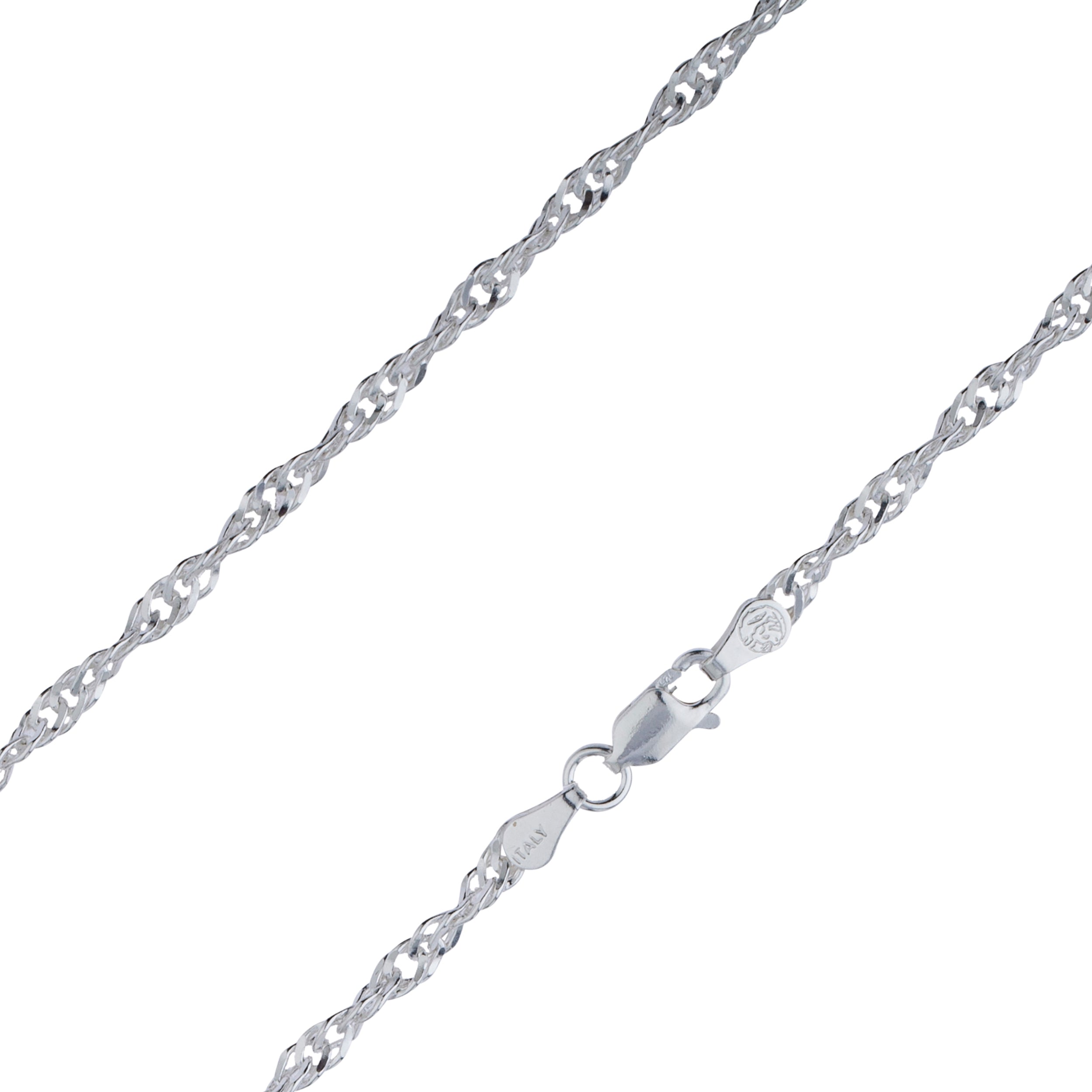 925 Sterling Silver 3.2mm Singapore Twisted Link Chain