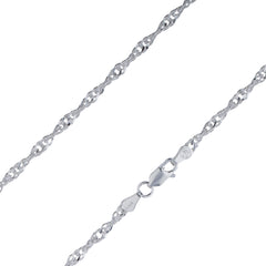 925 Sterling Silver 3.2mm Singapore Twisted Link Chain