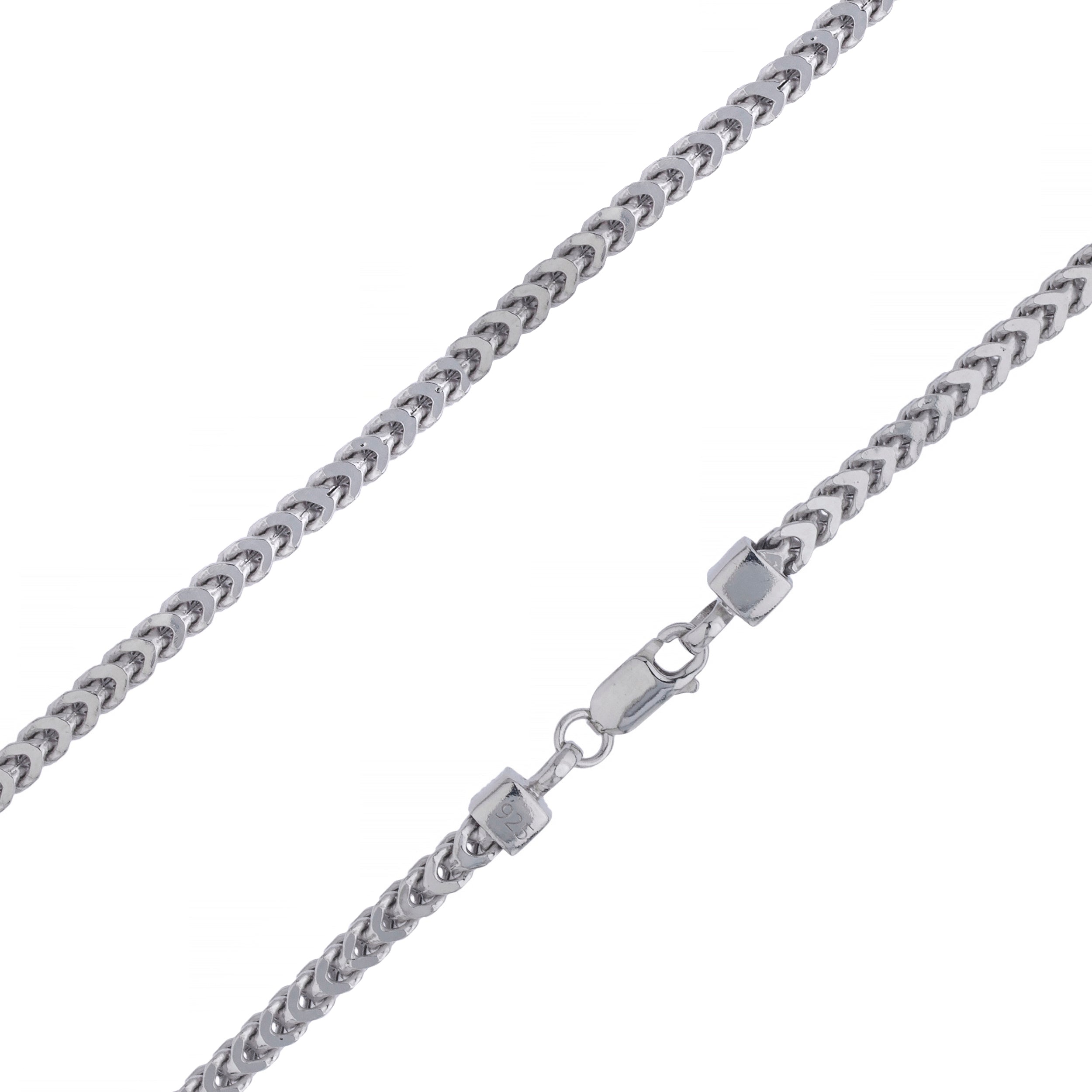 925 Sterling Silver 3.5mm Franco Wheat Chain