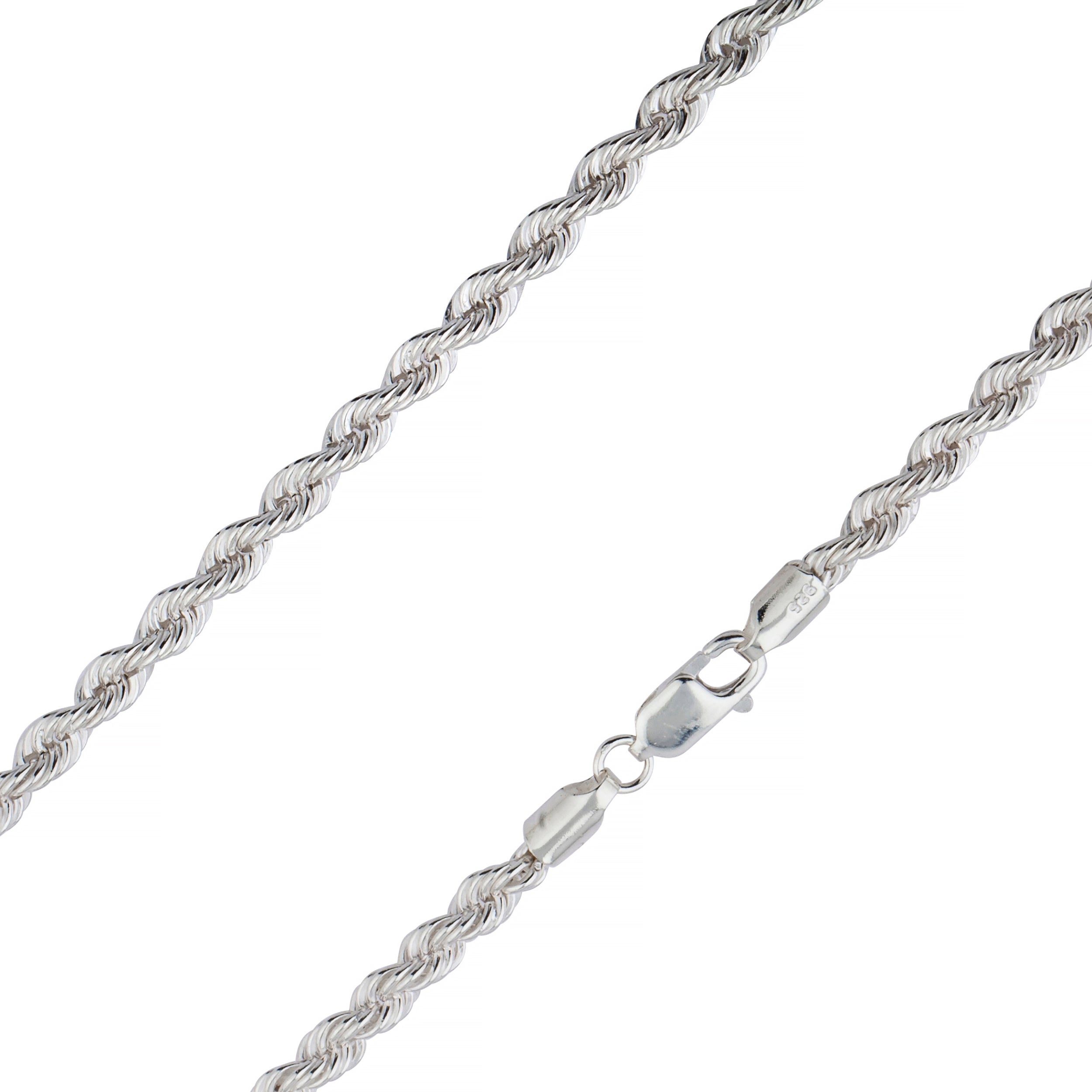 925 Sterling Silver 3.5mm Rope Diamond Cut Chain