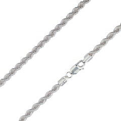 925 Sterling Silver 3.6mm Solid  Rope Diamond Cut Silver Chain
