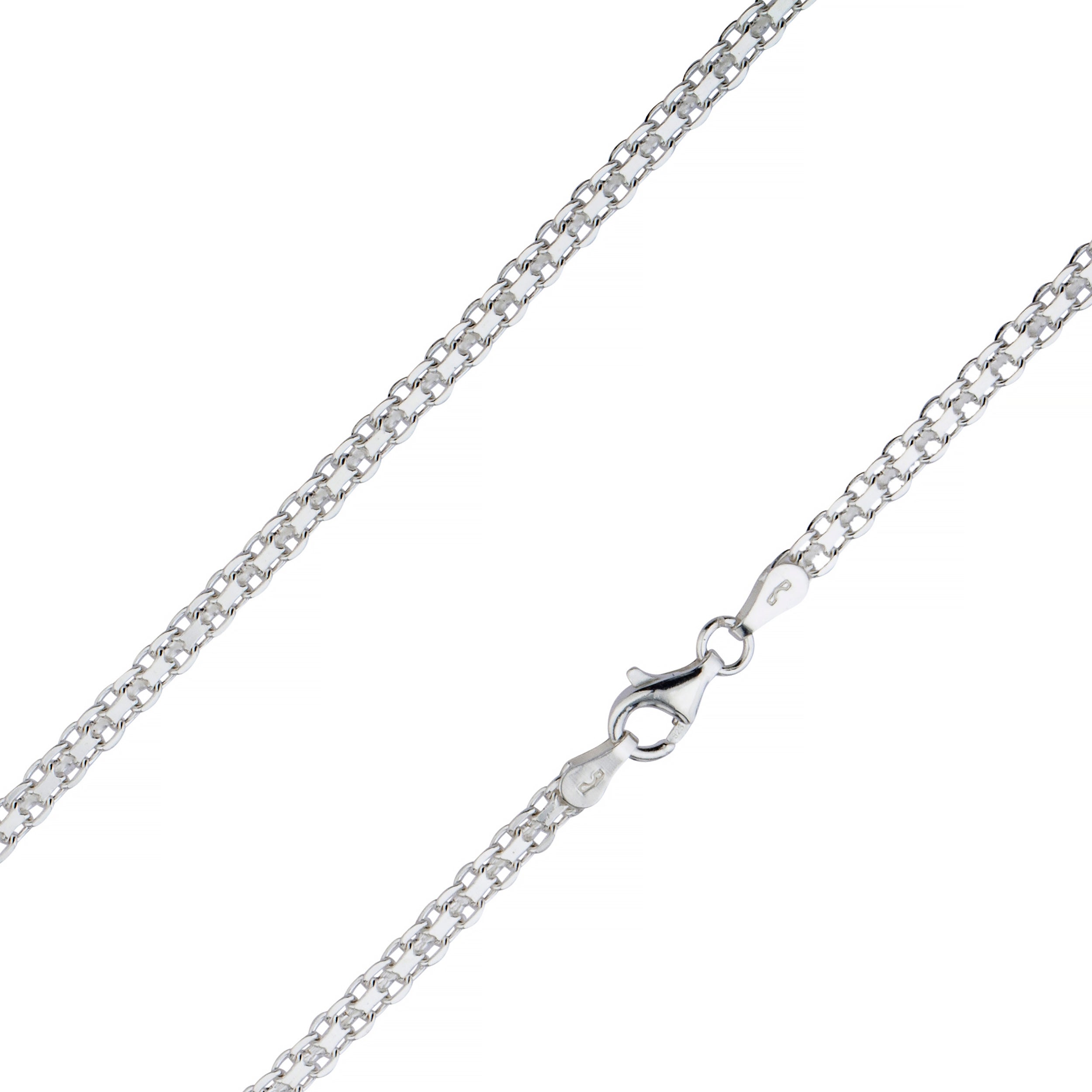 925 Sterling Silver 3mm Flat Bismark Chain